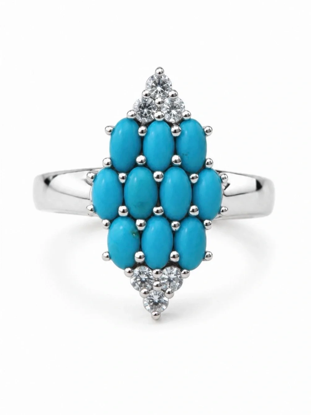 SONI • India 925 Silver Southwestern Turquoise Cluster Ring